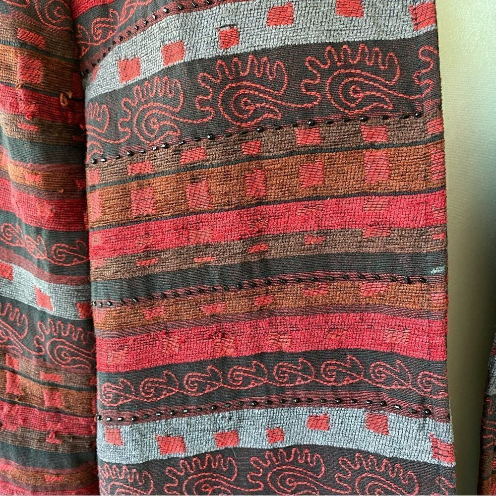 Alfred Dunner Aztec Pattern Jacket Red Beaded Open Front SZ 14 - Picture 7 of 14